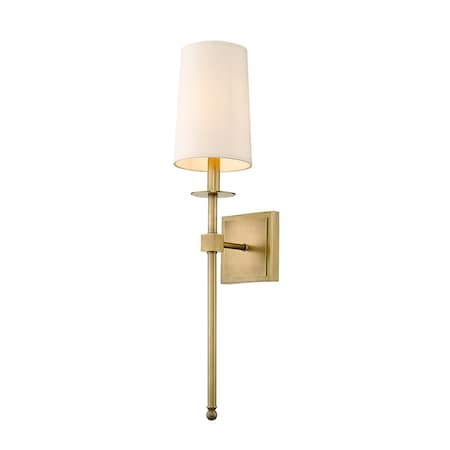 Z-Lite Camila 1 Light Wall Sconce, Rubbed Brass & Beige 811-1S-RB